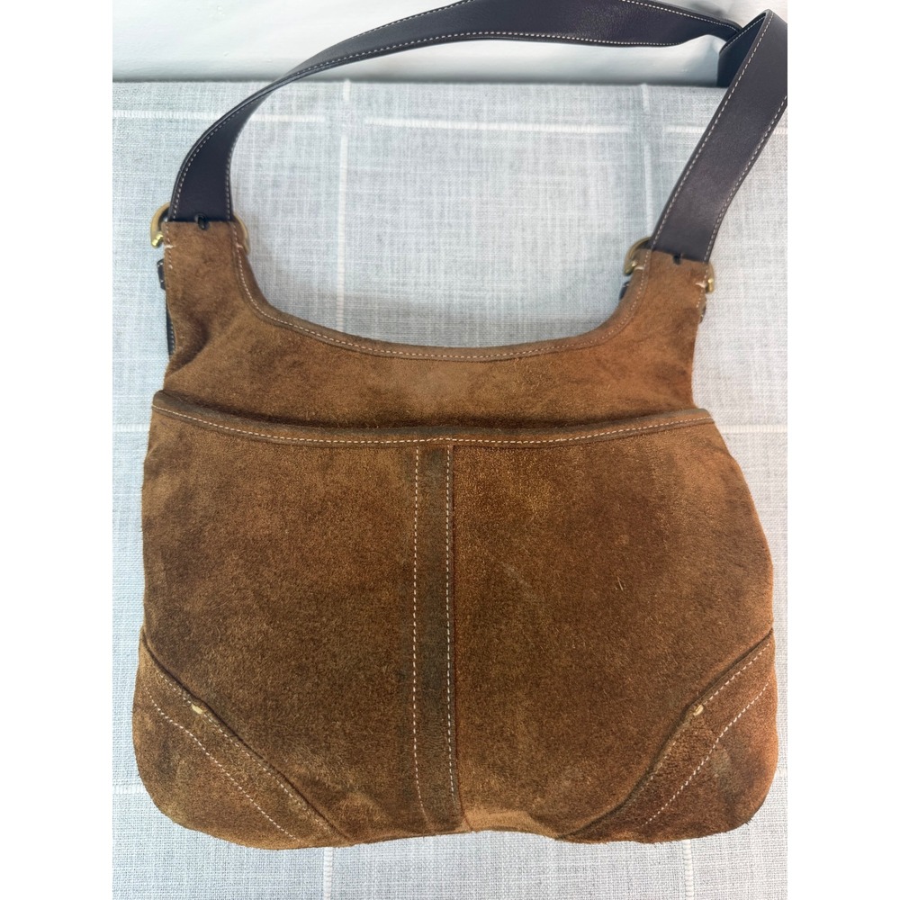 Vintage Coach Suede Brown Crossbody Purse 9506 Y2K Boho Minimalist - Picture 3 of 11